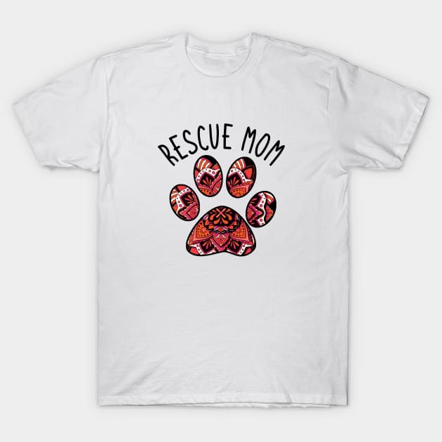 Rescue Mom Mandala Pawprint T-Shirt by AdrianaHolmesArt